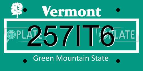 257IT6 Vermont License Plate