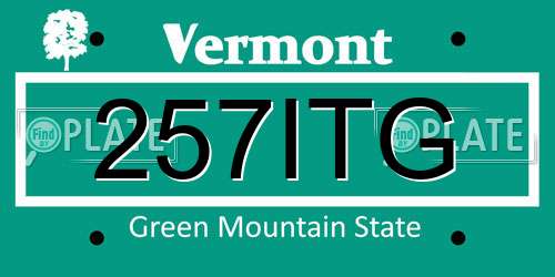257ITG Vermont License Plate