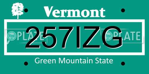 257IZG Vermont License Plate
