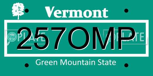 257OMP Vermont License Plate