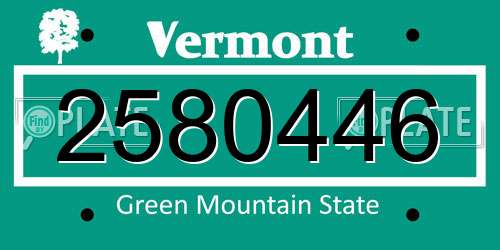 2580446 Vermont License Plate