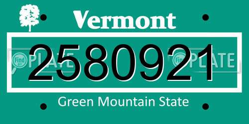 2580921 Vermont License Plate