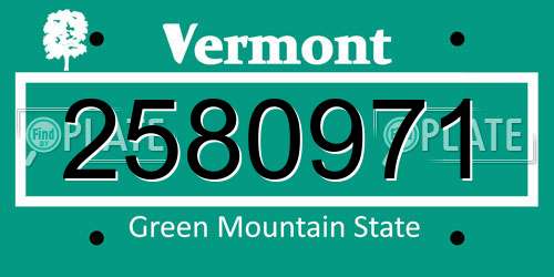 2580971 Vermont License Plate