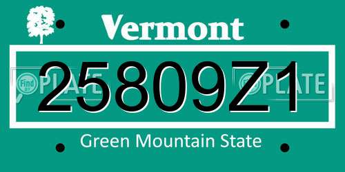 25809Z1 Vermont License Plate