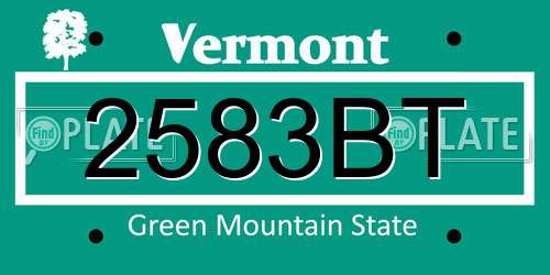 2583BT Vermont License Plate