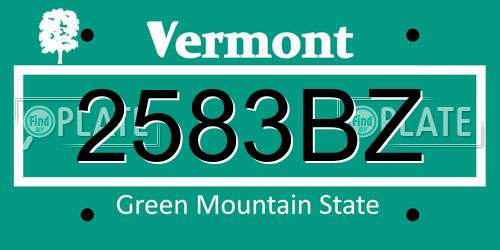 2583BZ Vermont License Plate