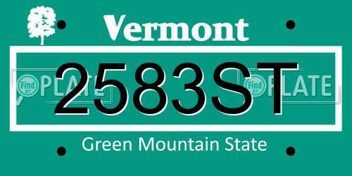 2583ST Vermont License Plate