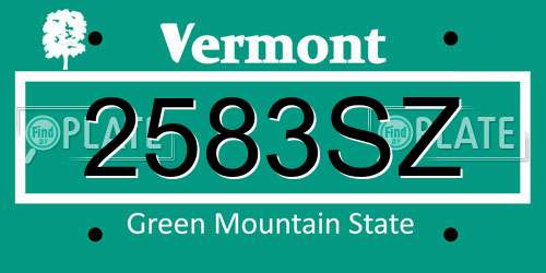 2583SZ Vermont License Plate