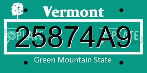 25874A9 Vermont License Plate