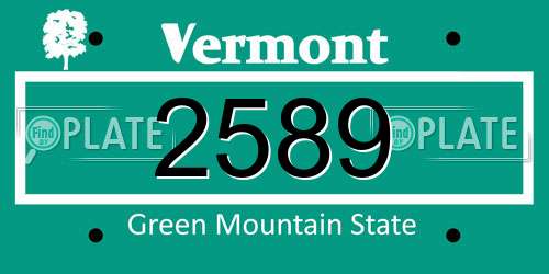 2589 Vermont License Plate