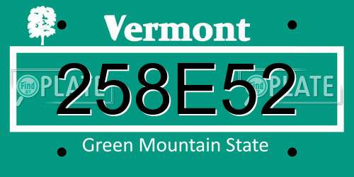 258E52 Vermont License Plate