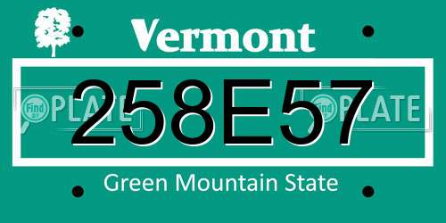 258E57 Vermont License Plate