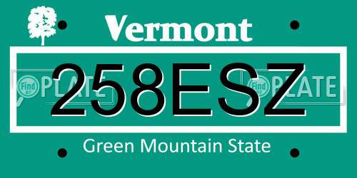 258ESZ Vermont License Plate