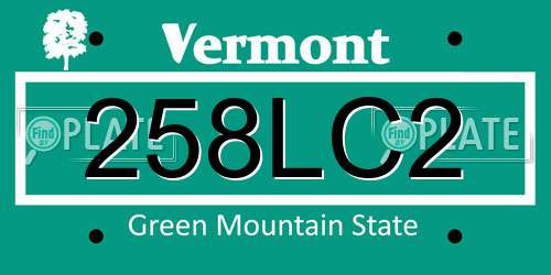 258LC2 Vermont License Plate