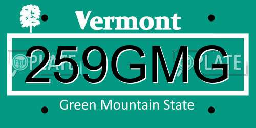 259GMG Vermont License Plate