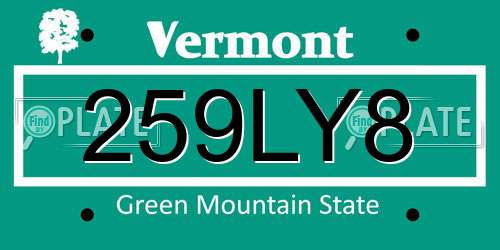 259LY8 Vermont License Plate