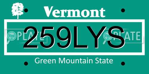 259LYS Vermont License Plate