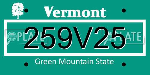 259V25 Vermont License Plate