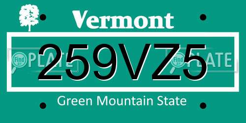 259VZ5 Vermont License Plate
