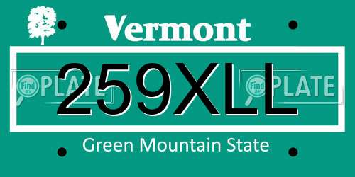 259XLL Vermont License Plate