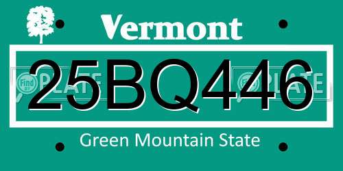 25BQ446 Vermont License Plate