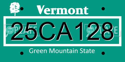25CA128 Vermont License Plate