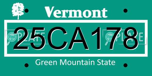 25CA178 Vermont License Plate
