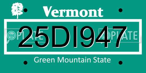 25DI947 Vermont License Plate