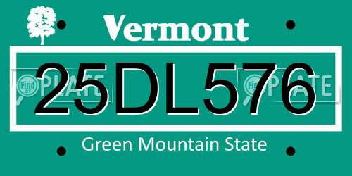 25DL576 Vermont License Plate