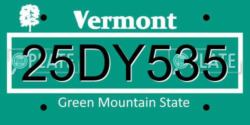 25DY535 Vermont License Plate