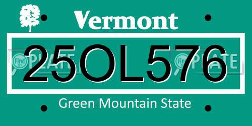 25OL576 Vermont License Plate