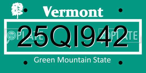 25QI942 Vermont License Plate