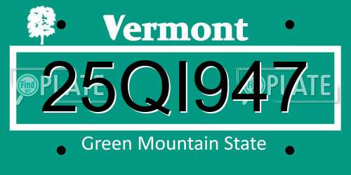 25QI947 Vermont License Plate