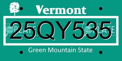 25QY535 Vermont License Plate