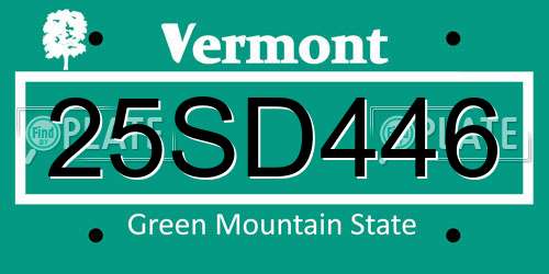 25SD446 Vermont License Plate