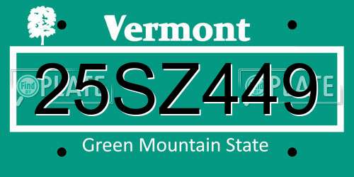 25SZ449 Vermont License Plate