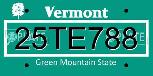 25TE788 Vermont License Plate