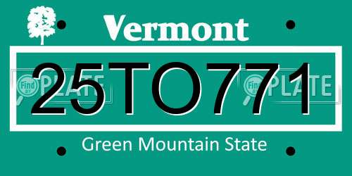 25TO771 Vermont License Plate