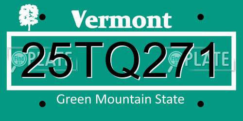 25TQ271 Vermont License Plate