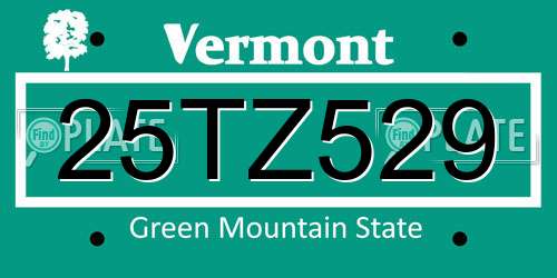 25TZ529 Vermont License Plate