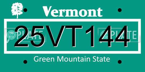 25VT144 Vermont License Plate