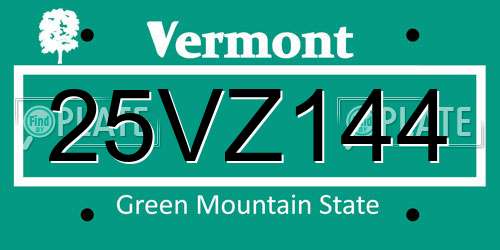 25VZ144 Vermont License Plate