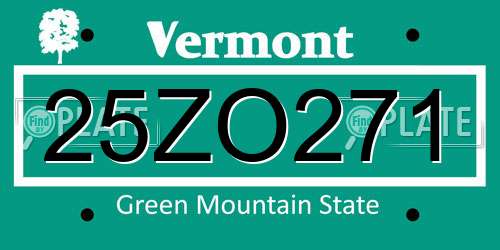 25ZO271 Vermont License Plate