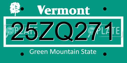 25ZQ271 Vermont License Plate