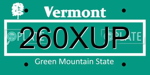 260XUP Vermont License Plate