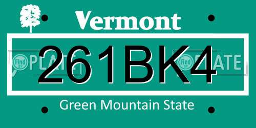 261BK4 Vermont License Plate