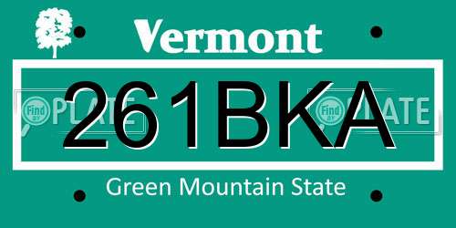 261BKA Vermont License Plate