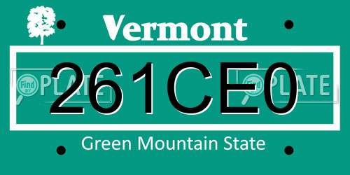 261CE0 Vermont License Plate