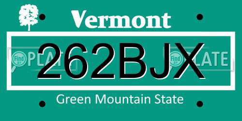 262BJX Vermont License Plate