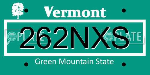 262NXS Vermont License Plate